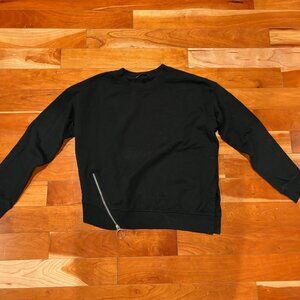 AllSaints Black Crewneck Hem Zip Sweatshirt Women's XS
